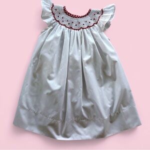 The Bailey Boys Smocked White Red Gingham Trim Dress Girls Size 18M
